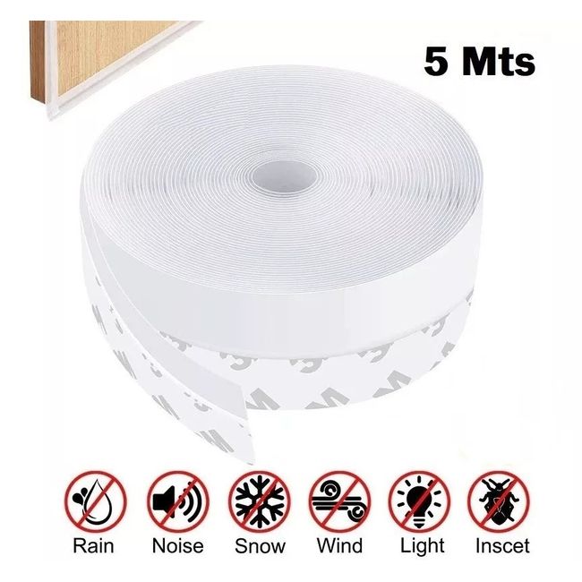 KUANGYE - Cinta Silicona Adhesivas Aislamiento Puertas Y Ventanas 5 Mts