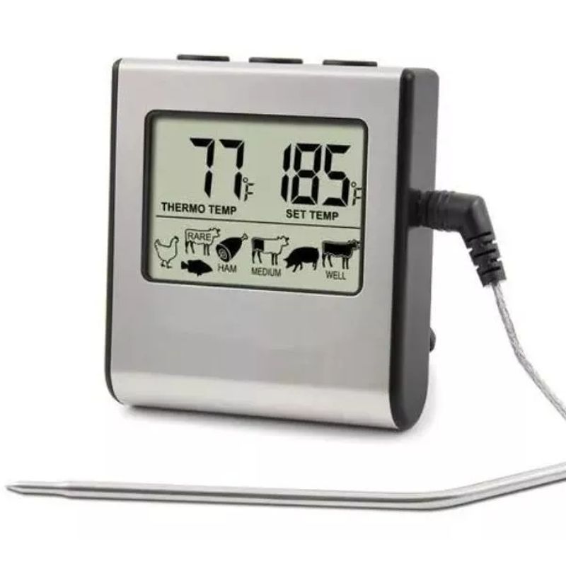 KUANGYE - Termómetro Grande Lcd Digital Cocina Alimentos Carne Ahumador Horno