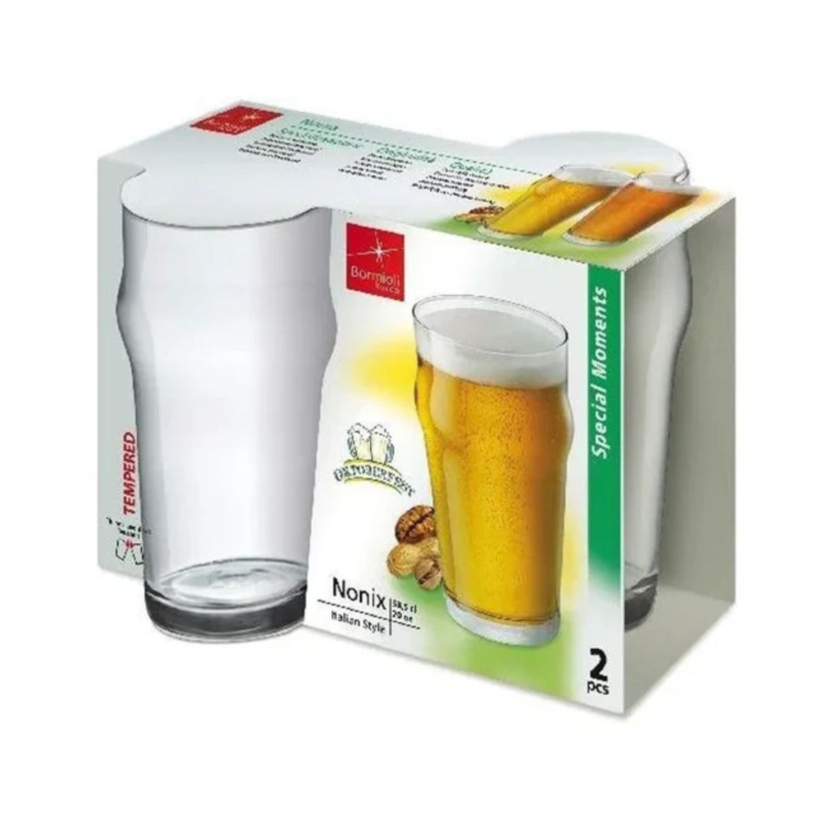 GENERICO - Set 2 Vasos Cerveceros Nonix de Cristal de 580cc