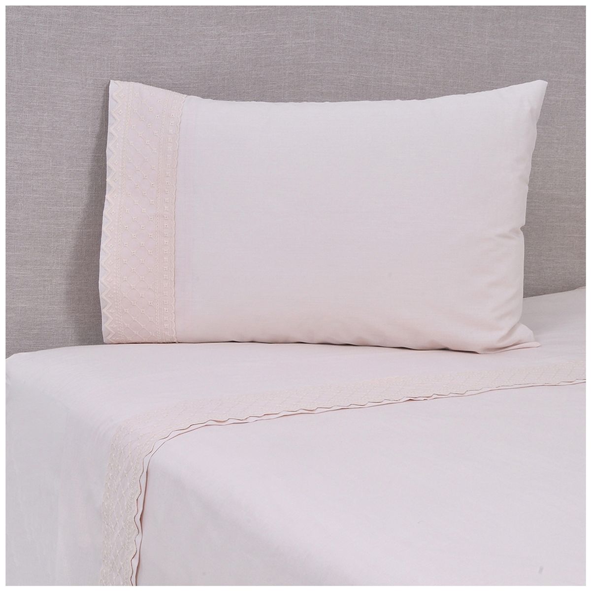 MASHINI - Sabana Broderie Bricks 1.5 P Rosado Angel