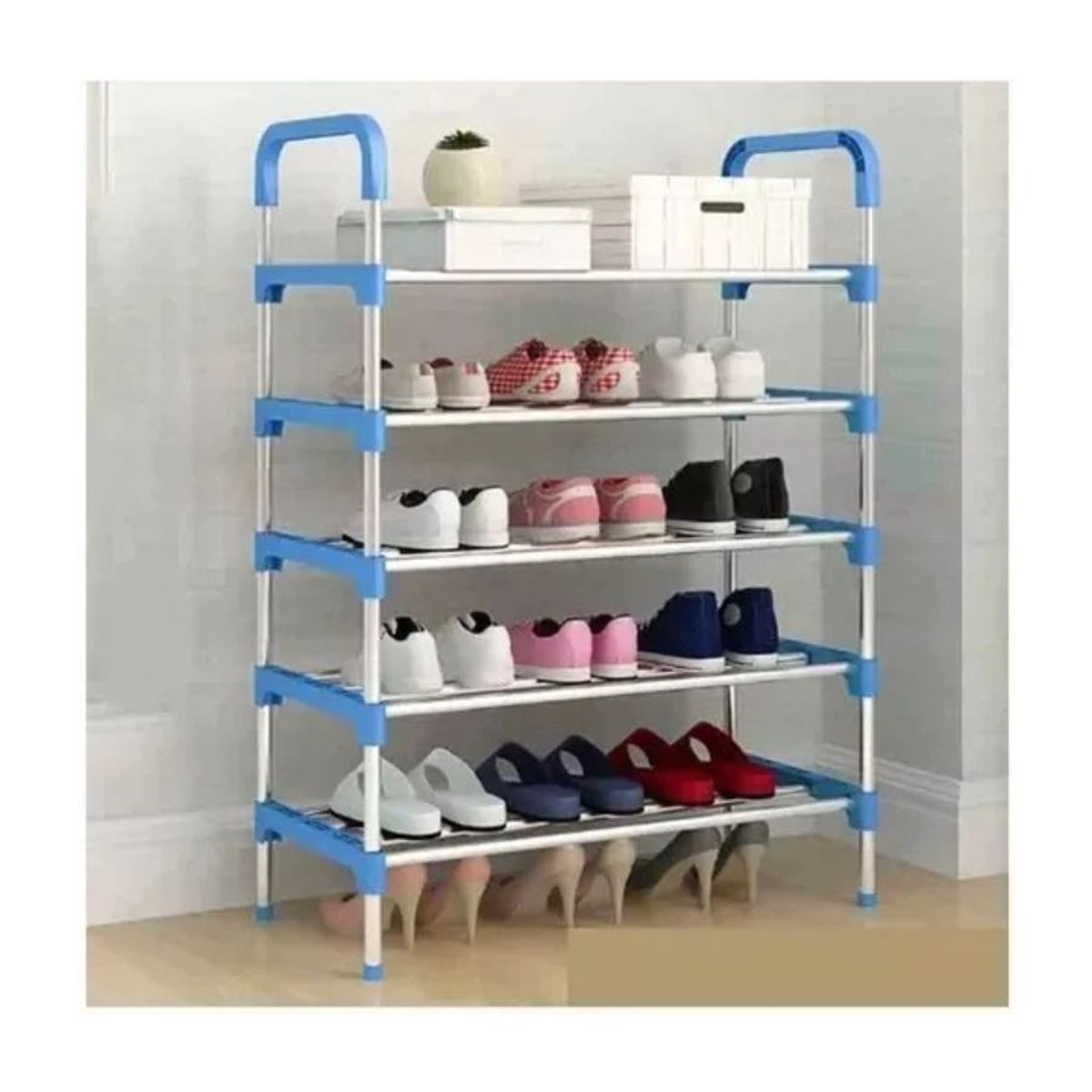 GENERICO - Zapatero Estante Organizador 5 Niveles 15 Pares Hogar Azul