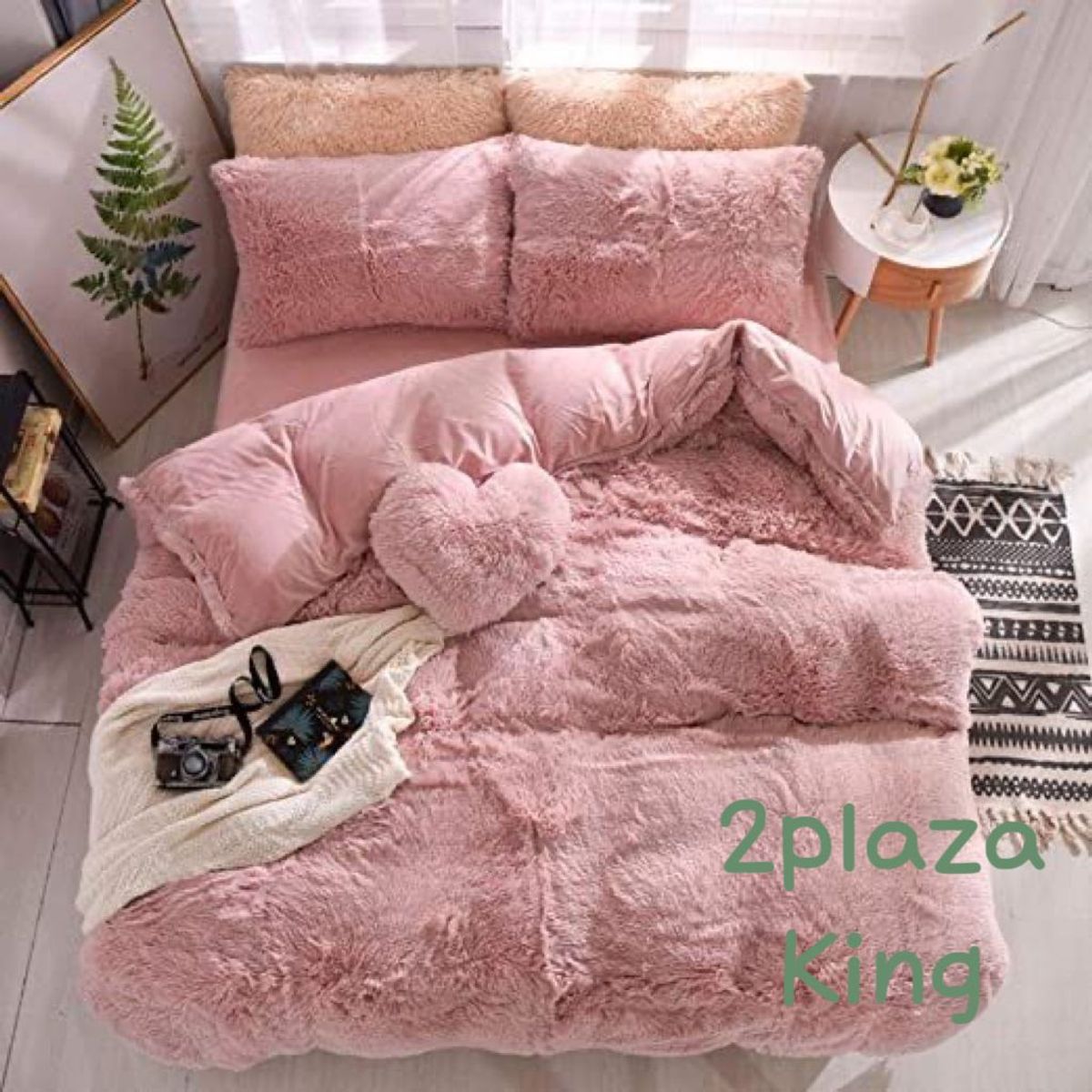 GENERICO - COBERTOR PELUDITO CON CHIPORRO UNICOLOR 2 PLAZA CUBRE FRIO