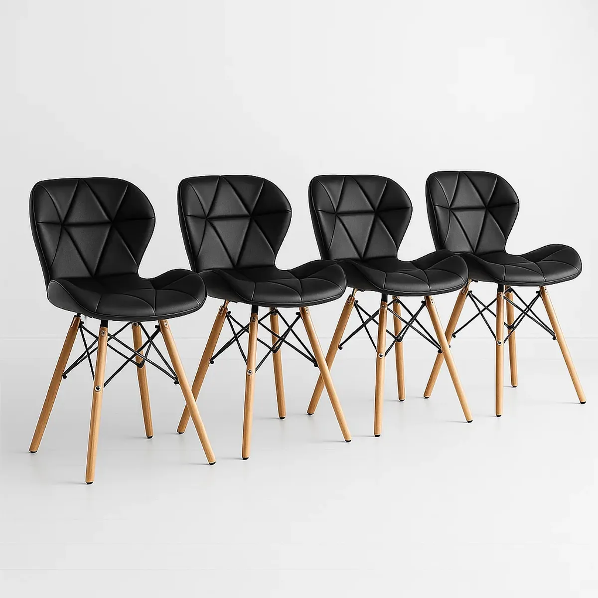 KLIK - Pack de 4 Sillas Radar Acolchadas Ecocuero Negras KLIK