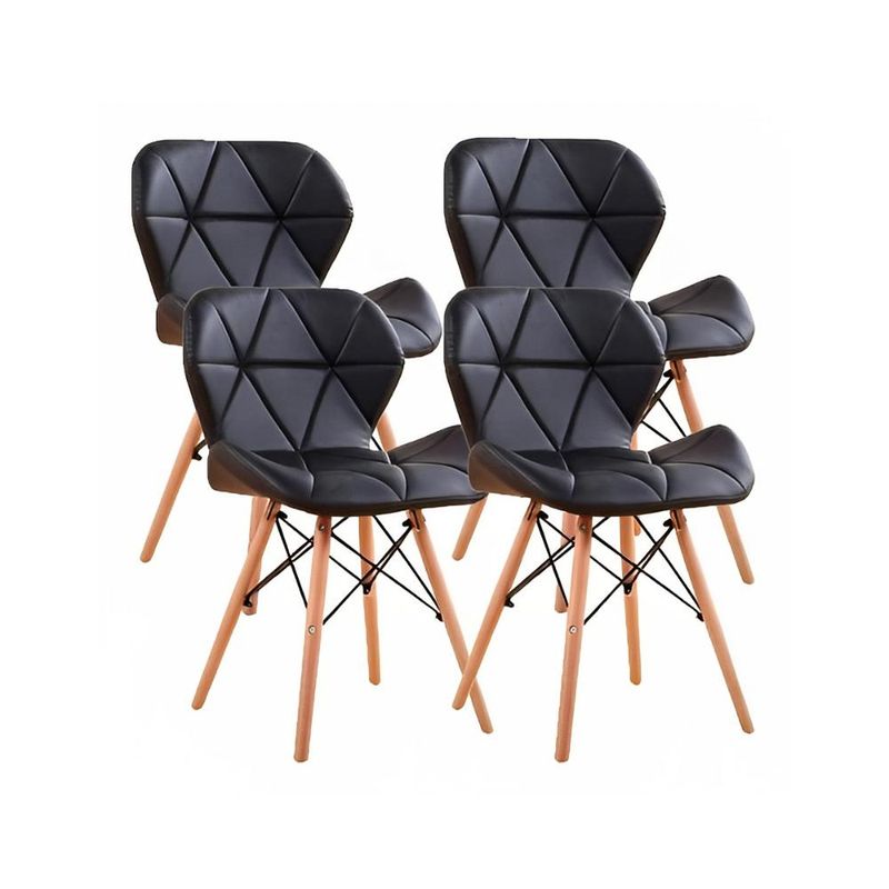 KLIK - Pack de 4 Sillas Radar Acolchadas Ecocuero Negras KLIK