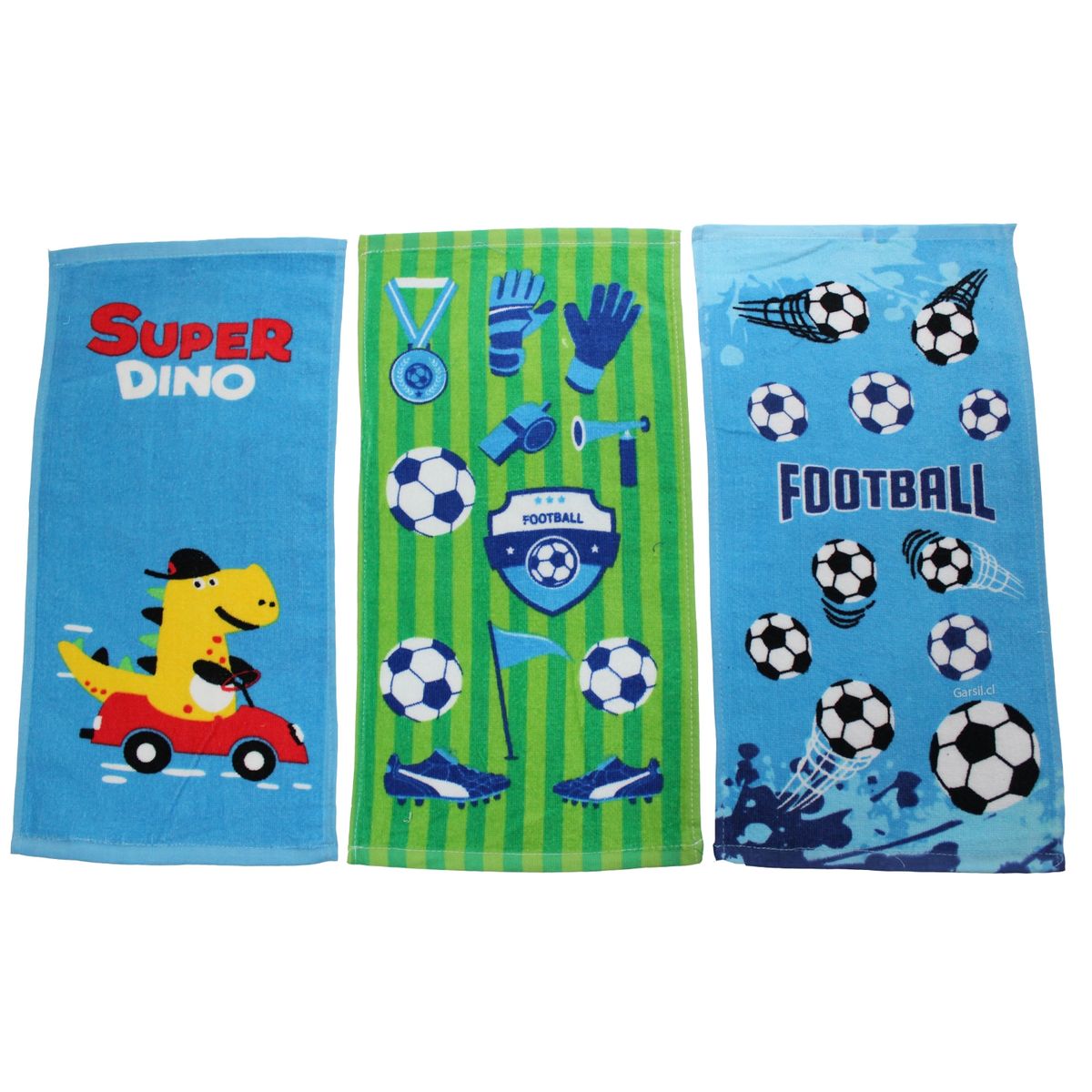 GARSIL - Pack 3 Toallas De Manos Niños - 100% Algodon - Jardin Escolar