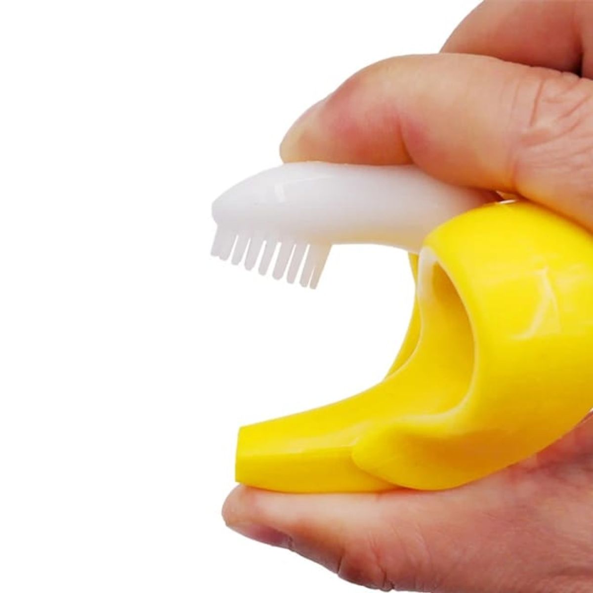 IRM - MORDEDOR DE ENCIA CON CEPILLO PARA BEBE BANANA AMARILLO
