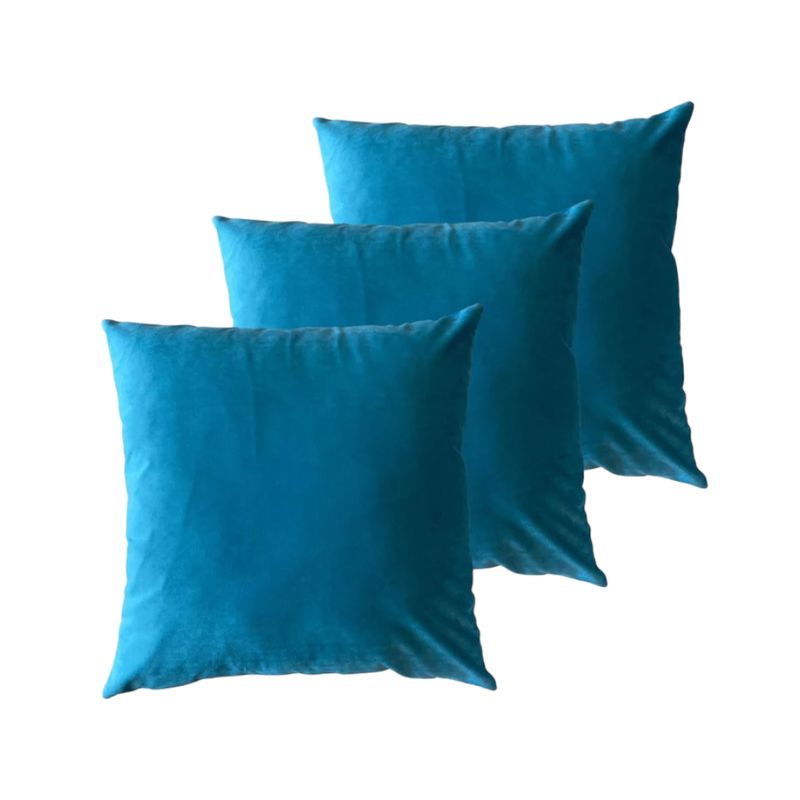 MANDIRHOME - COMBO FUNDAS TURQUESA LISO VELVET X 3