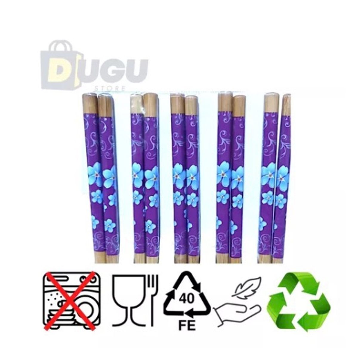 GENERICO - Palillos Orientales De Bambú Reutilizables. Pack De 5 Pares