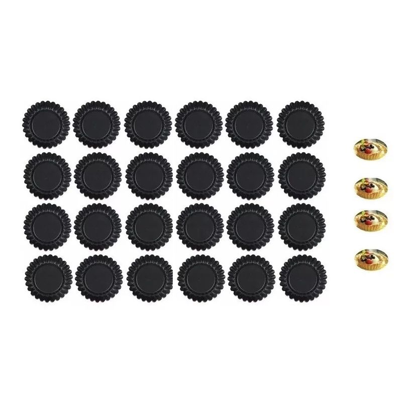 GENERICO - Pack 24 Moldes De Tartaleta Molde Tarta Individual Fija 10,5cm oscura