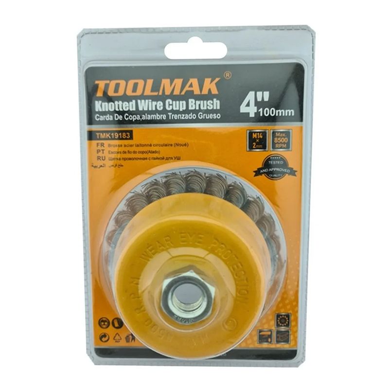 GENERICO - Escobilla De Copa Trenzada Torcida 100mm Esmeril Toolmak