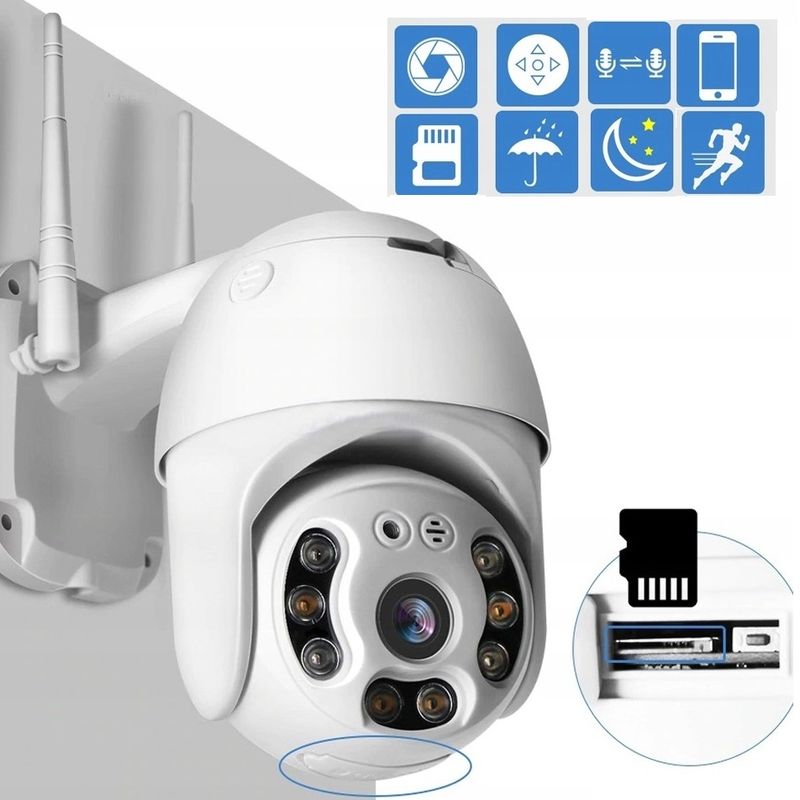 GENERICO - Cámara de Seguridad Exterior PTZ Full HD 1080p WIFI LAN