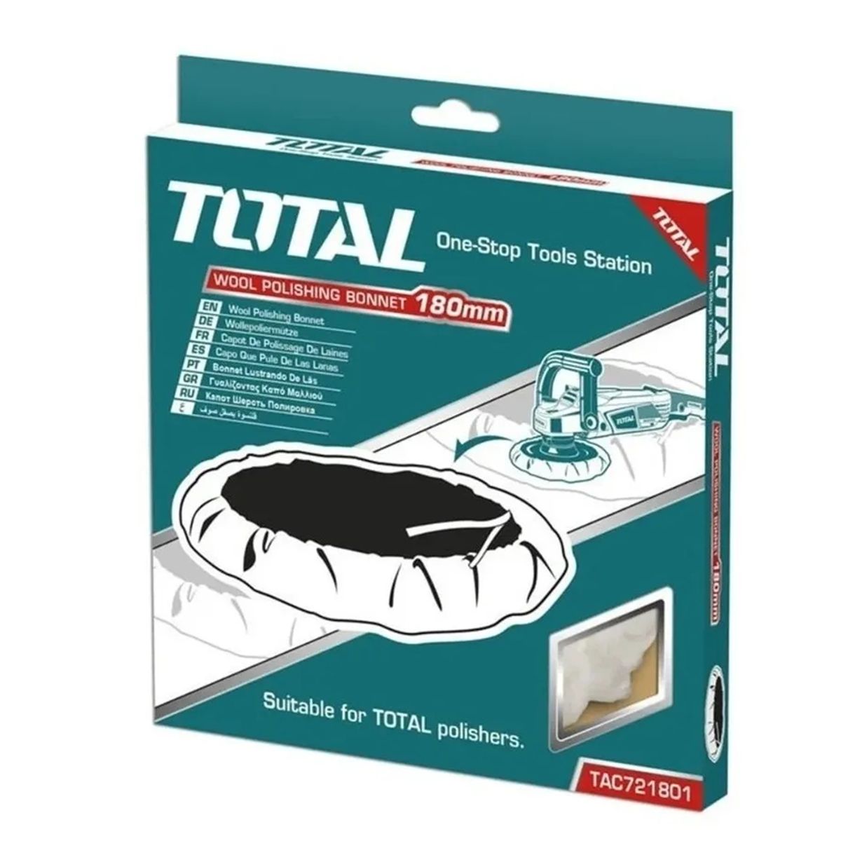 TOTAL TOOLS - Bonete Disco Para Pulir 180mm Lana