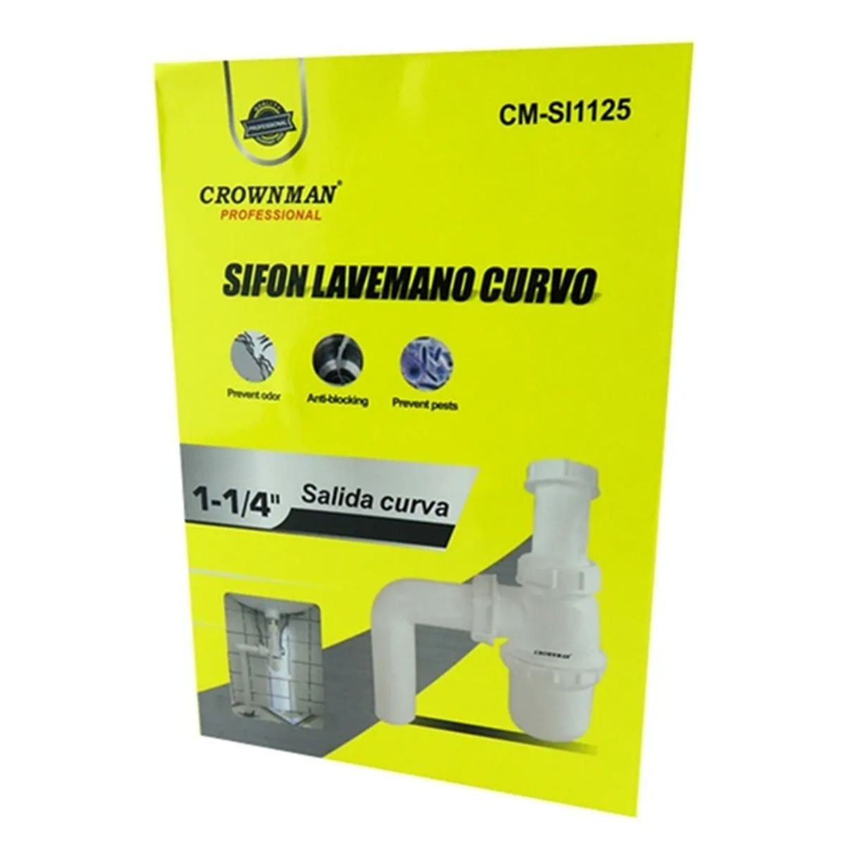 GENERICO - Sifon Lavamanos Salida Curva 1-14 Pulgada Desague Baño Crow