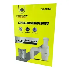 GENERICO - Sifon Lavamanos Salida Curva 1-14 Pulgada Desague Baño Crow
