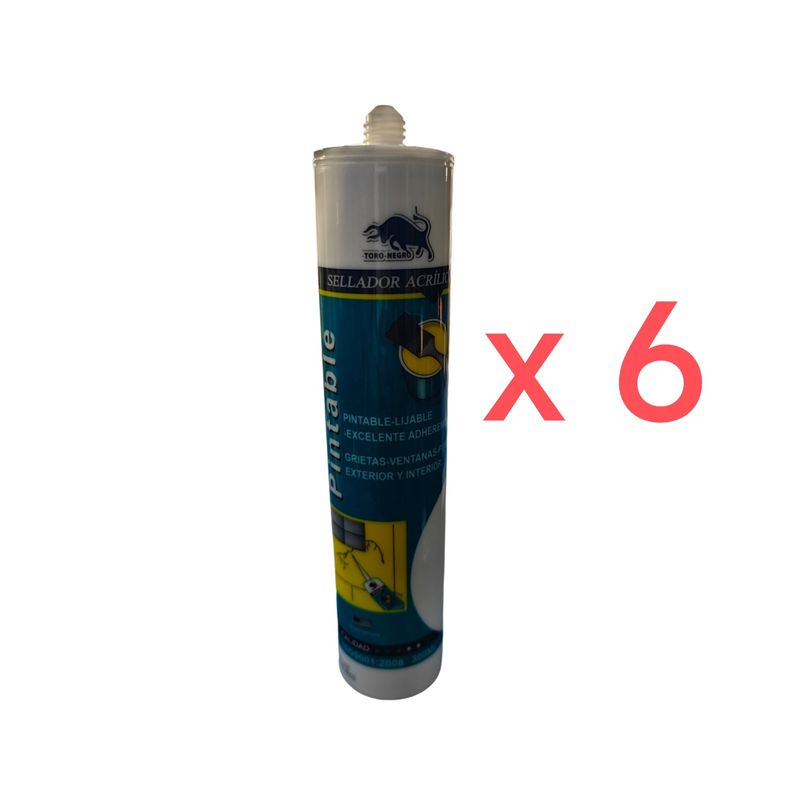 GENERICO - PACK 6 SILICONA ACRILICO PINTABLE BLANCO