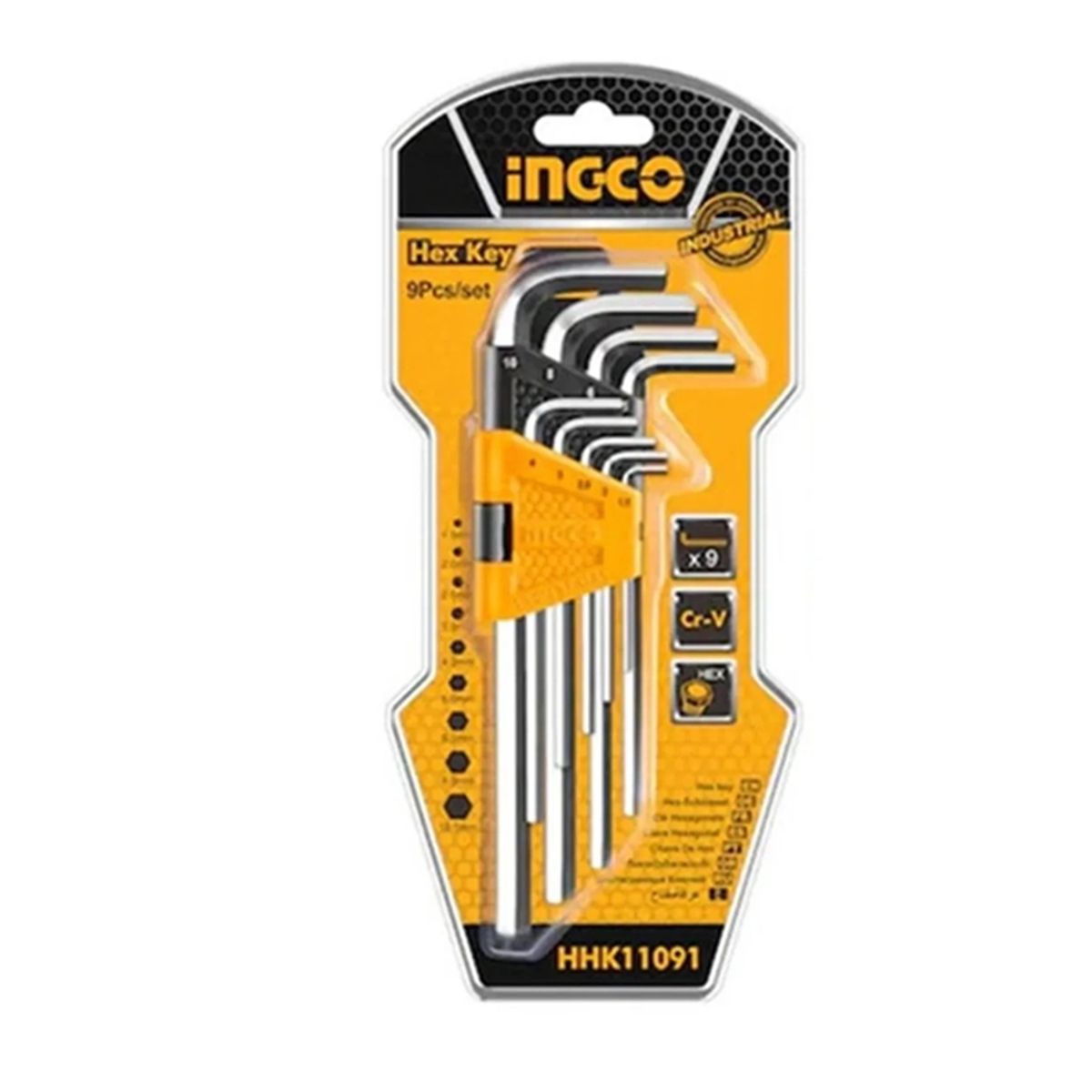 INGCO - Set Juego De Llaves Medianas Allen Hexagonal 9 Piezas Ingco