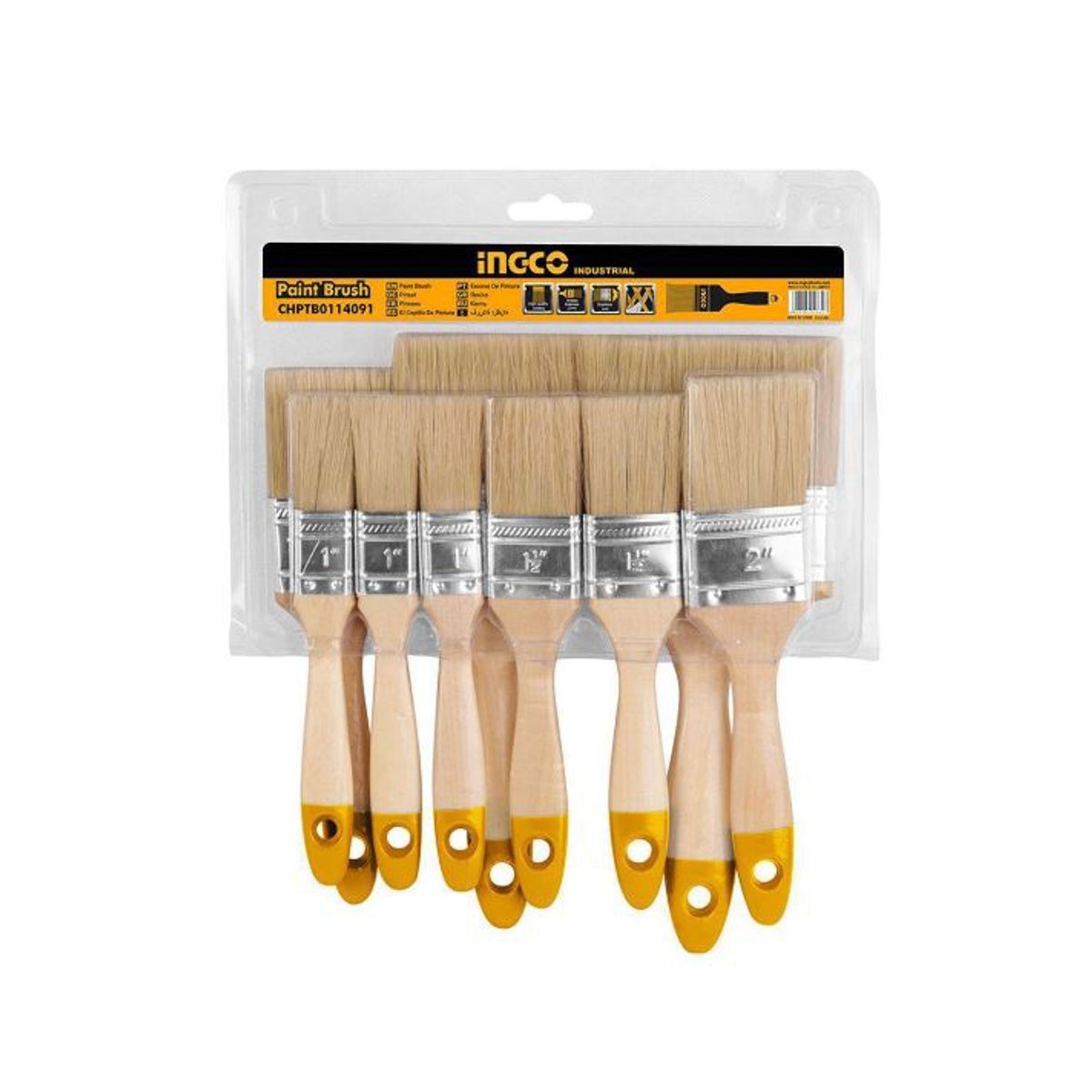 INGCO - Set Brochas Sintéticas , 1 A 4 Pulgadas Ingco , 9 Unidades