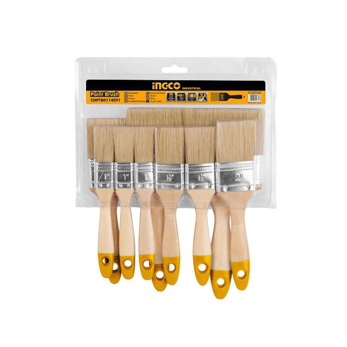 INGCO - Set Brochas Sintéticas , 1 A 4 Pulgadas Ingco , 9 Unidades