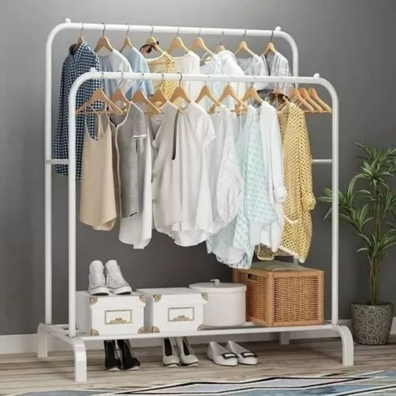GENERICO - Perchero Colgador De Ropa Doble Metalico Resistente Blanco
