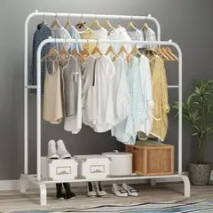 GENERICO - Perchero Colgador De Ropa Doble Metalico Resistente Blanco