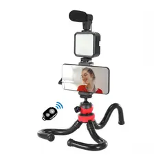 GENERICO - Estabilizador Tripode Celular Bluetooth Con Luz Microfono