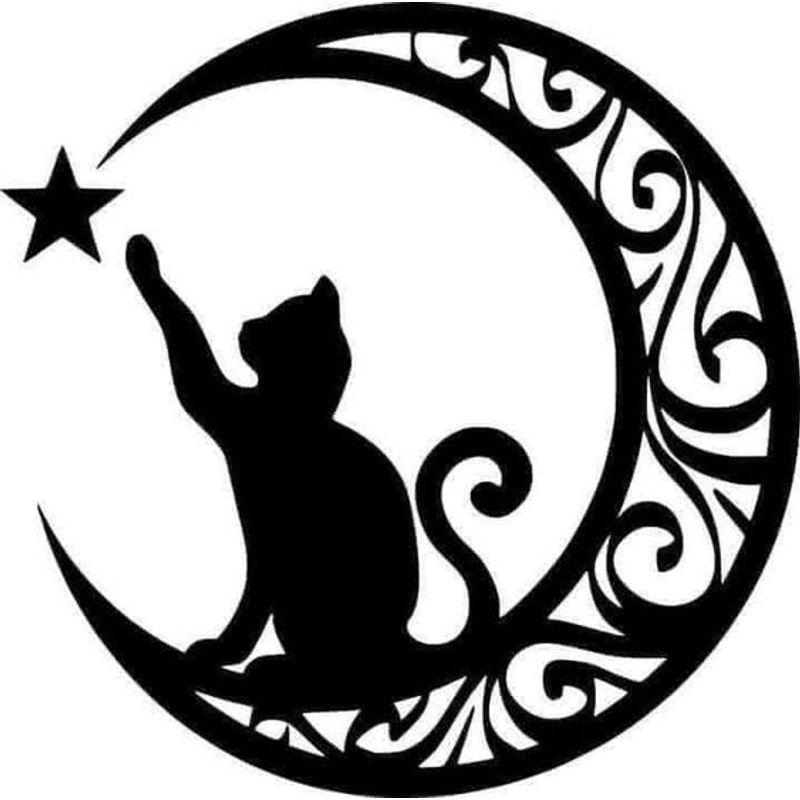 GENERICO - CUADRO DECORACION DE PARED GATO LUNA MANDALA 60 cm