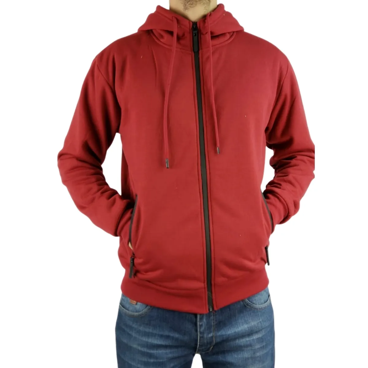 LOOK SHOP - Chaqueta Polerón Hombre Invierno Cierre Forro Piel Con Gorro. 517