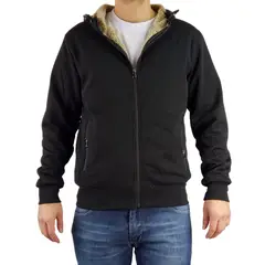 MPROPIA - Chaqueta Polerón Hombre Invierno Cierre Forro Piel Con Gorro. 517