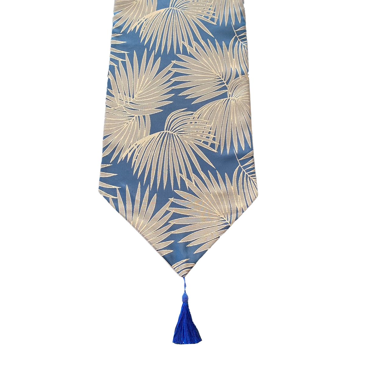 ELIZABETH PEPER - Camino De Mesa Con Diseño Azul y Dorado 180x33 cm.