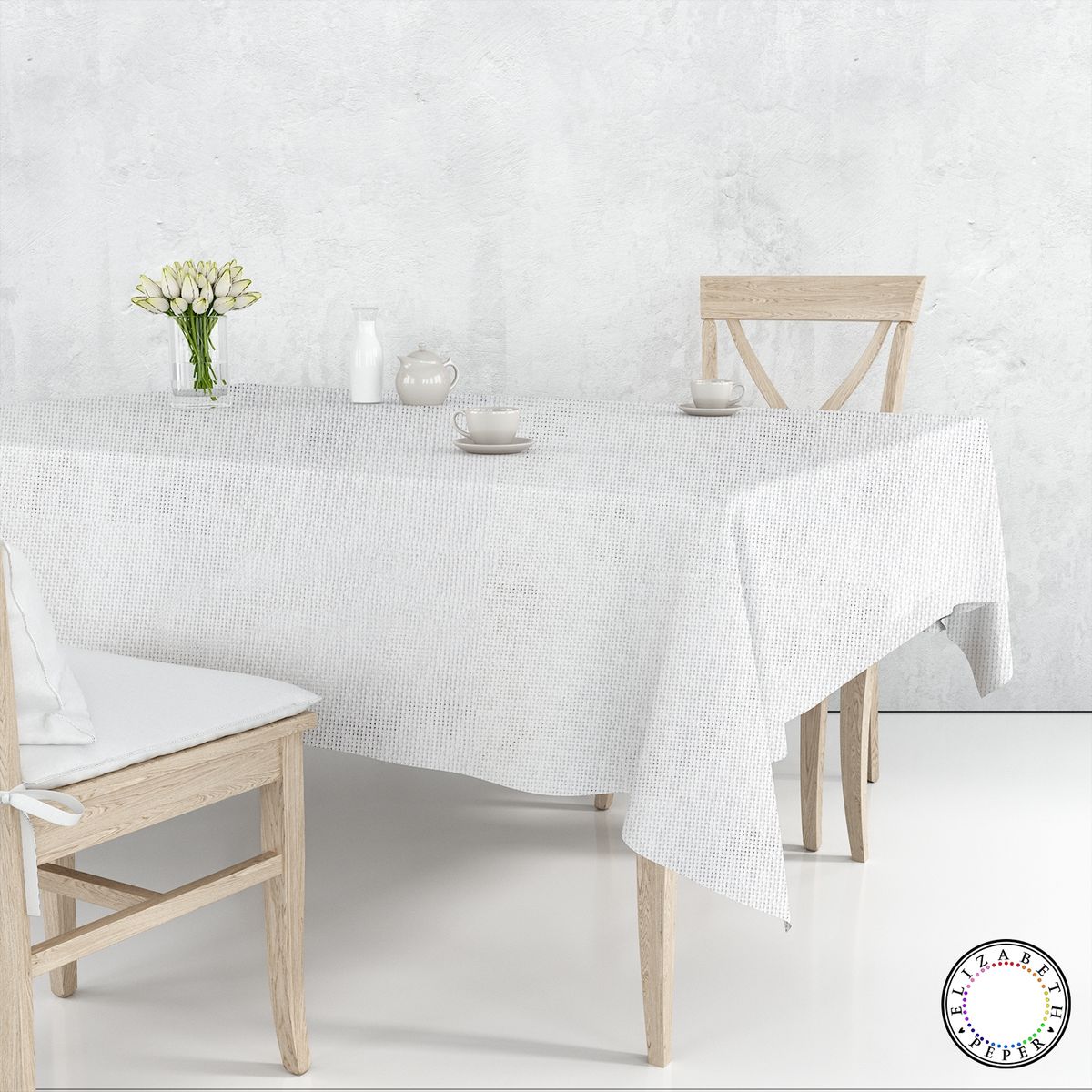 ELIZABETH PEPER - Mantel para Mesa de Tela Textura Blanco 140x220 cm