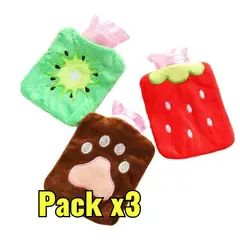 GENERICO - Pack x3 Mini Guatero Kawaii Bolsa Agua Caliente Manos Pies Dolores