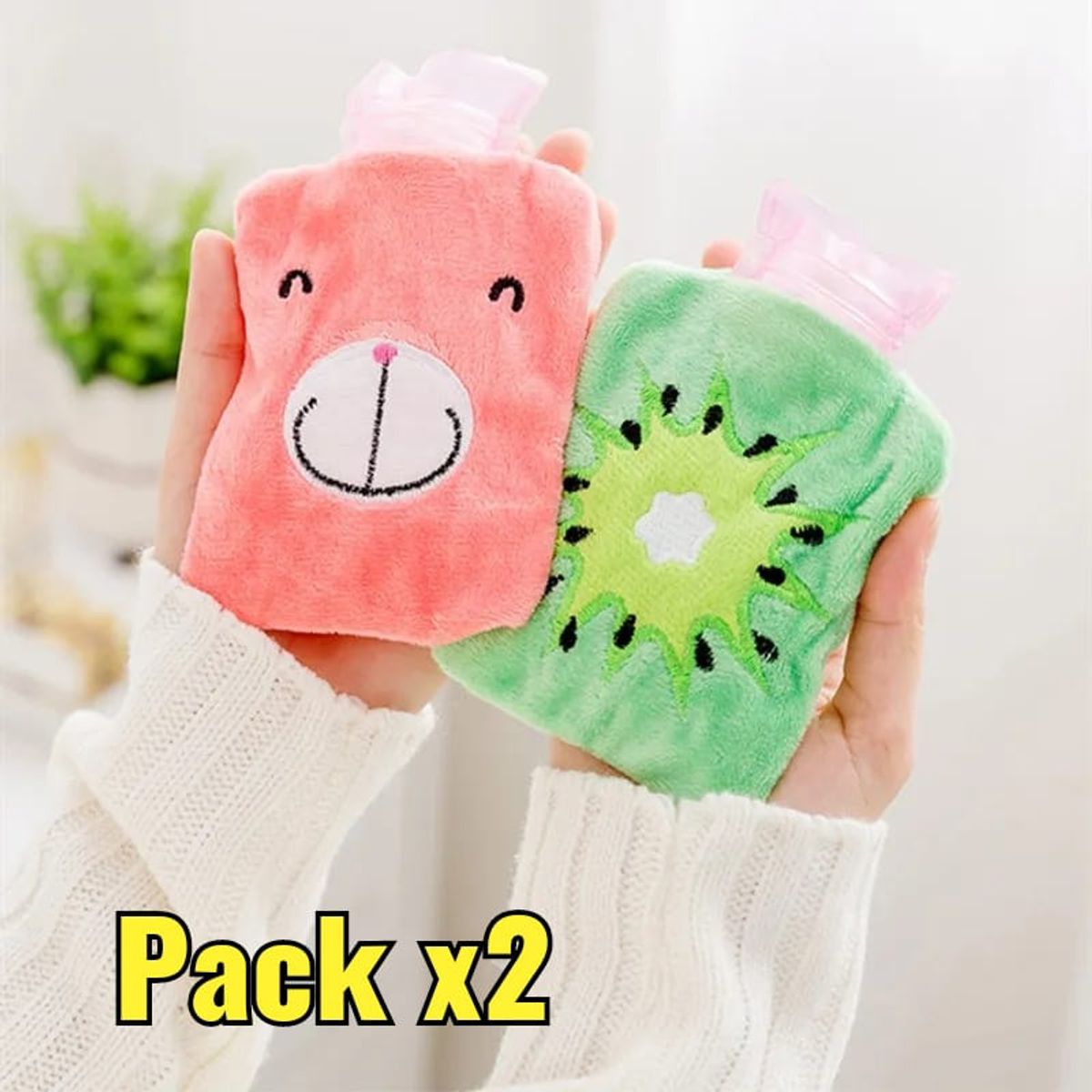 GENERICO - Pack x2 Mini Guatero Kawaii Bolsa Agua Caliente Manos Pies Dolores