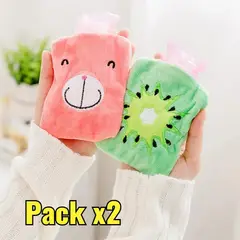 GENERICO - Pack x2 Mini Guatero Kawaii Bolsa Agua Caliente Manos Pies Dolores