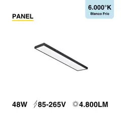 DEMASLED - Panel LED BACKLIGHT Sobrepuesto de 30x120cm 48W Luz Fría Borde Negro
