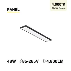 DEMASLED - Panel LED BACKLIGHT Sobrepuesto 30x120cm 48W Luz Neutra Borde Negro