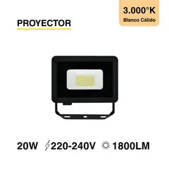DEMASLED - Foco LED Exterior Proyector de área SEC IP65 20W Blanco Cálido 220V