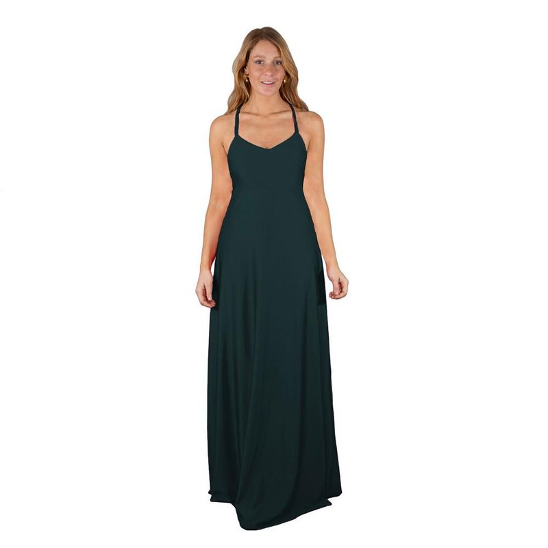 MARIA PASKARO - Vestido Largo Paris Verde  Lycra Lazo Maria Paskaro - Verde