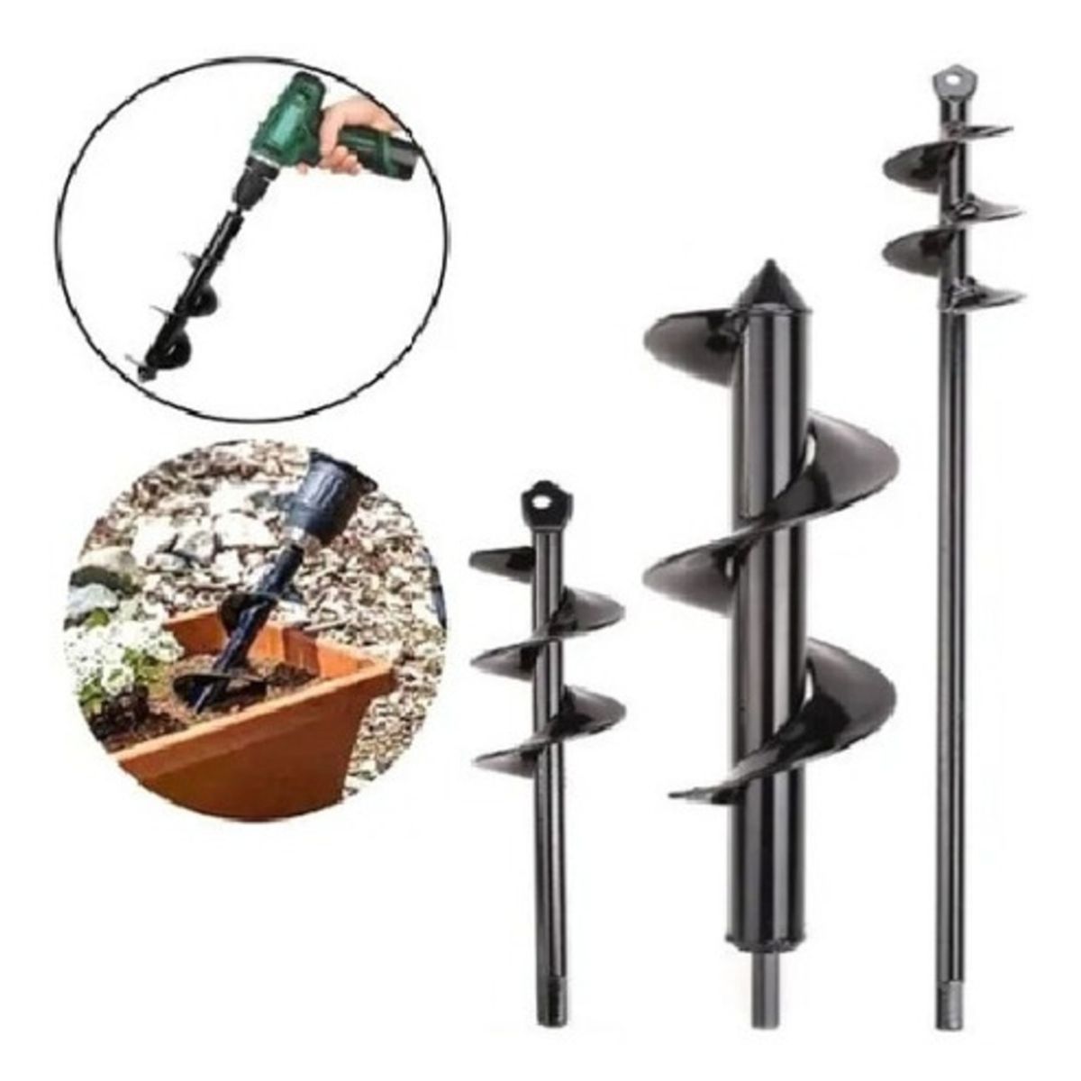 GENERICO - 3 Brocas Ahoyador Plantar Jardín Para Taladro Común