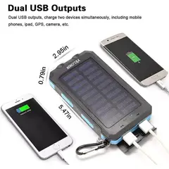 GENERICO - Cargador Solar Portátil 20000mAh Linterna a Prueba de Agua y polvo