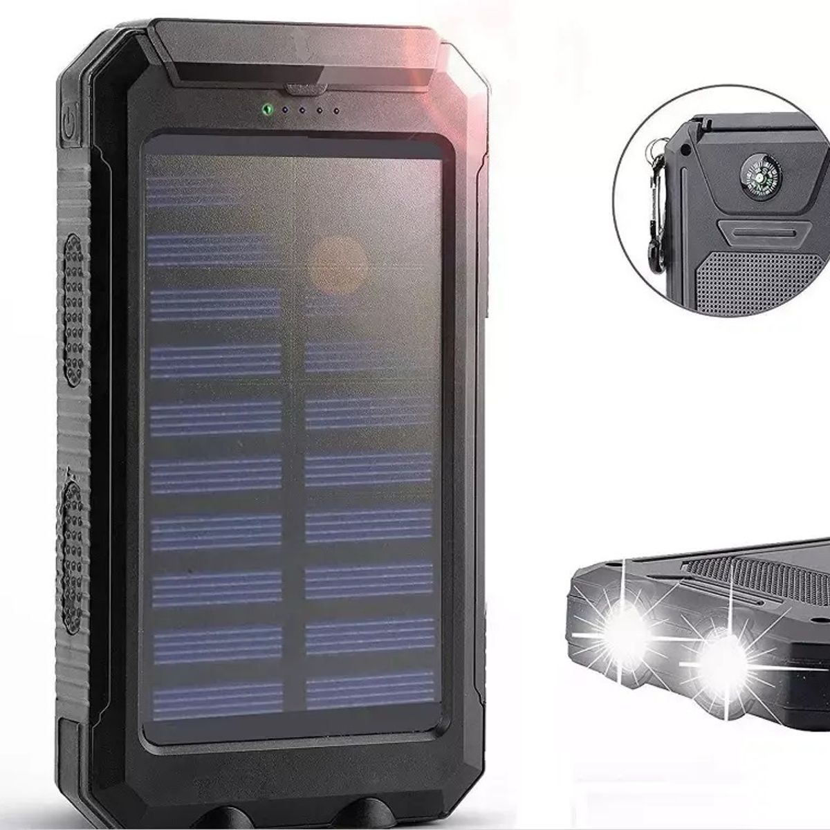 STARTECHOFFICE - Cargador Solar Portátil 20000mAh Brújula Linterna Led 3 Modos a Prueba de Agua y polvo