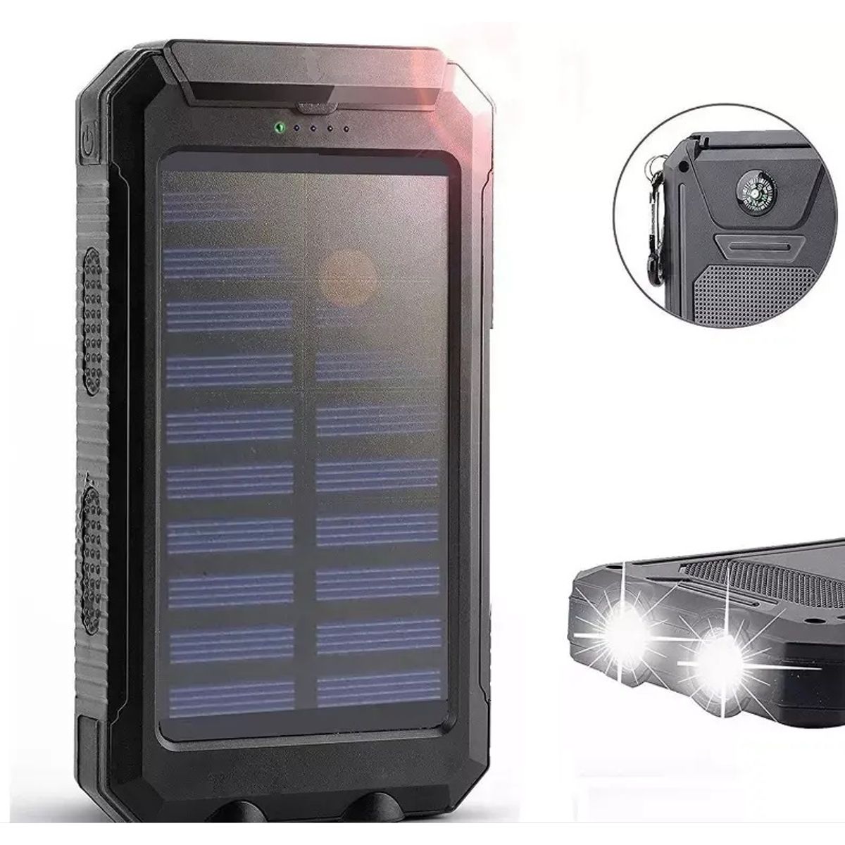 STARTECHOFFICE - Cargador Solar Portátil 20000mAh Brújula Linterna Led 3 Modos a Prueba de Agua y polvo