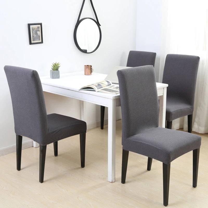 GENERAC - fundas para sillas de comedor  (4 unidades) cuadrille unicolor gris