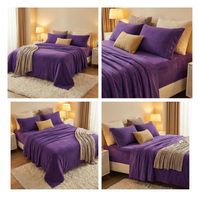 Juego de Sábanas Polar Unicolor King - Morado