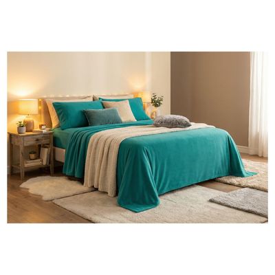 Imagen 2 del producto Juego de Sábanas Polar Unicolor King - Turquesa