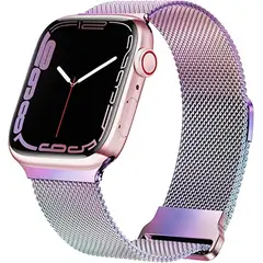 GENERICO - Correa Metálica Morada tornasol para Apple Watch de 44 mm