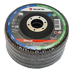 WURTH - Disco Laminado Flap Zirconio set 25un 115MM P40 Ac/Carbono Inoxidable