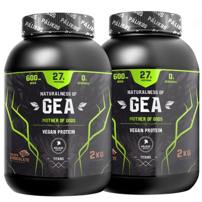 PALIKOS FITNESS - 2 proteína veganas Gea 2 kg chocolate (4 kilos en total/120 servicios)