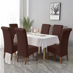 GENERAC - Fundas para sillas de comedor (6 unidades) cuadrille unicolor cafe