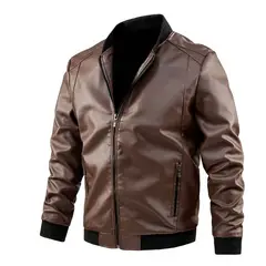 BLWOENS - Chaqueta de cuero PU para Hombre - Marrón