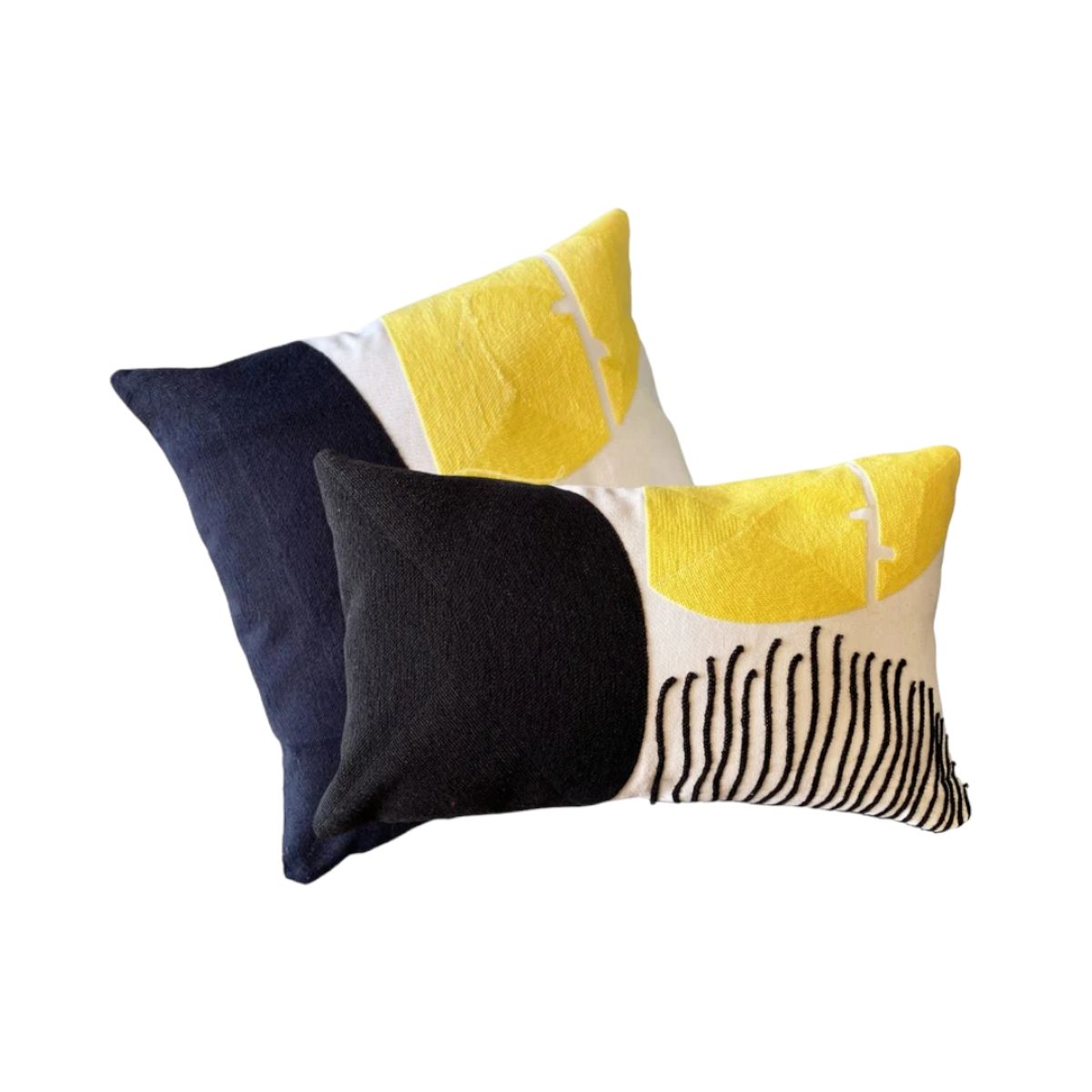 MANDIRHOME - COMBO FUNDAS AMARILLO NEGRO ABSTRACTO X2